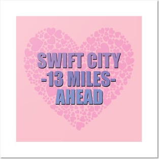 Swift City 13 Mi Shadow Text Heart Posters and Art